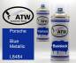 Preview: Porsche, Blue Metallic, L8484: 400ml Sprühdose + 400ml Klarlack - Set, von ATW Autoteile West.